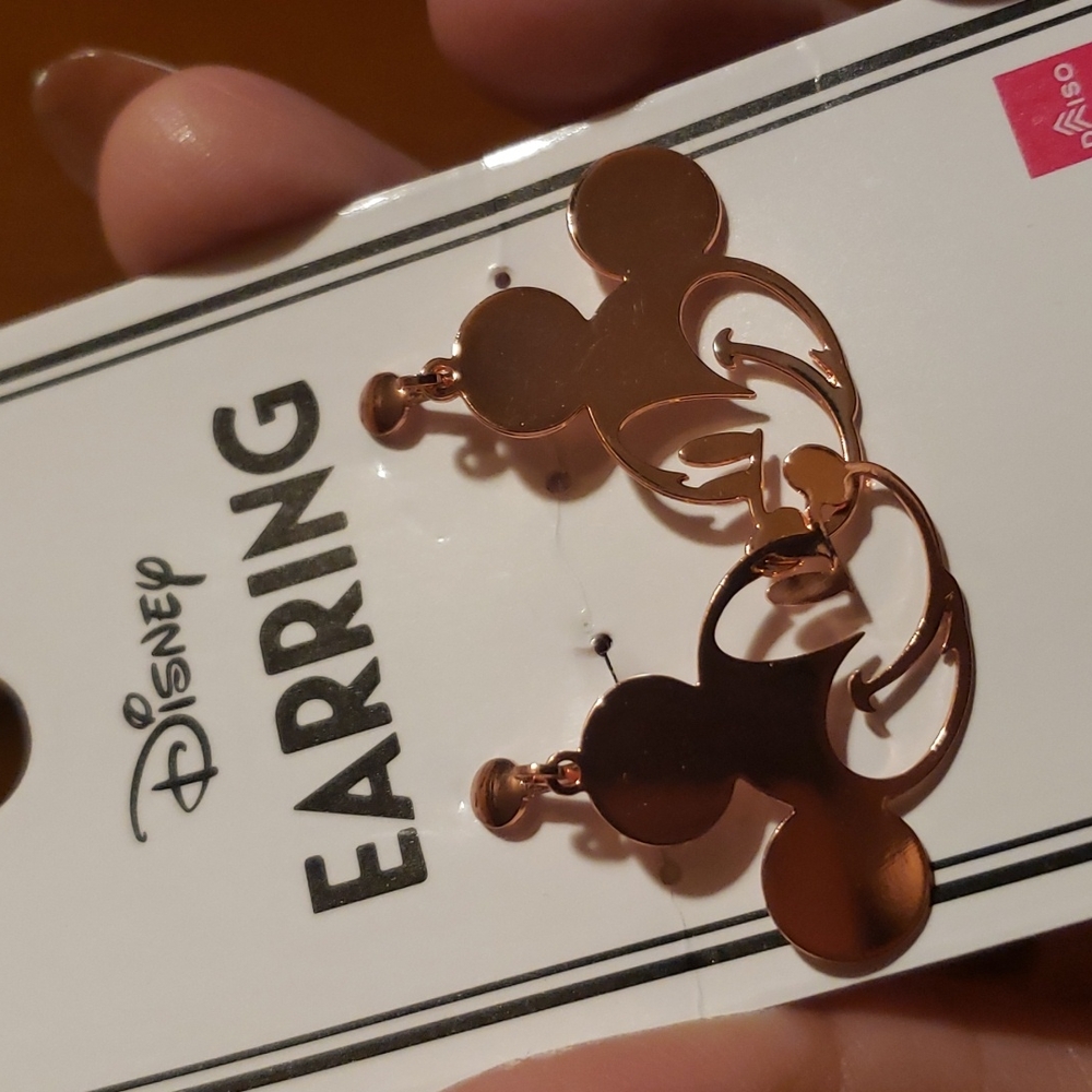DISNEY Micky head gold rose earrings
